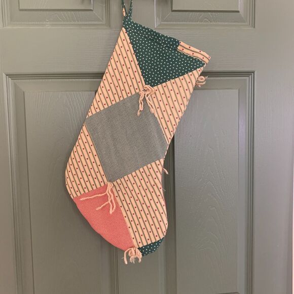 Handmade Repurposed Tree Skirt Christmas Stocking Granny Core Squares 17 Inch - Picture 1 of 7